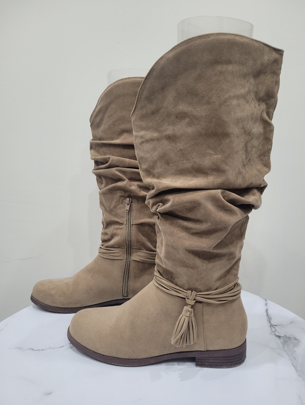Y2K Light Brown Rowena Tassel Boots Shoes Size:  8.5 US
